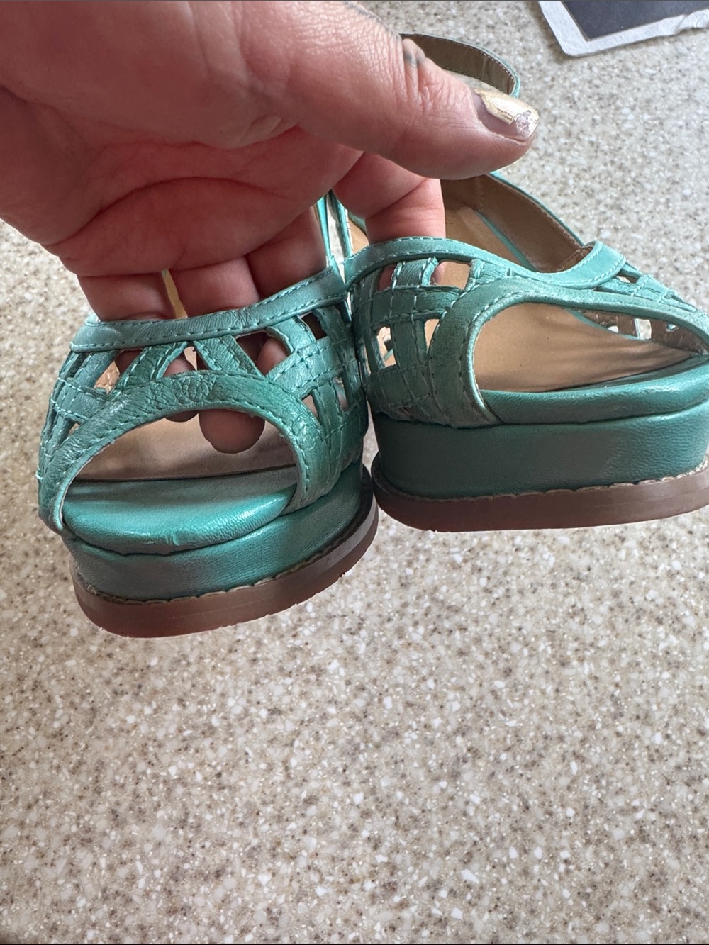 Women’s Miz Mooz size 8 Teal Wedge Sandals - Picture 7 of 10